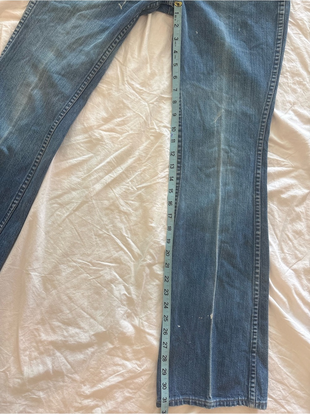 Vintage MAVERICK Bootcut Jeans — Made in USA — Distressed — Tagged 31x34 - Picture 7 of 8